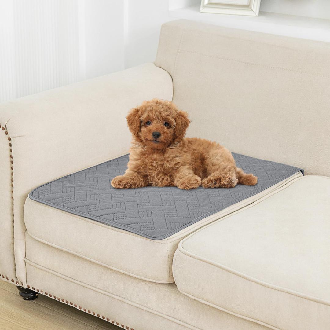 BOCTOPUG Dog Bed Cover for Pets - Blankets Rug Pads for Couch Protection Waterproof Bed Covers Dog Blanket Furniture Protector Reusable Changing Pad (Dark Grey+Beige, 20"x30")