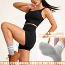 3 x AugRing Women's Striped Cotton Crew Socks Cozy Casual Athletic Quarter Socks for Running & Gym Size 5-11