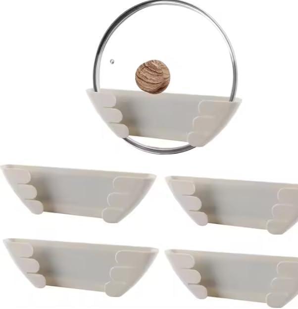 Pot Lid Organizer, BPA Free Plastic, 6-13 in Sizes, White/Black, Set of 5 (White)