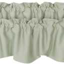 H.VERSAILTEX 2 Panels Blackout Curtain Valances for Kitchen Windows/Living Room/Bathroom Privacy Protection Rod Pocket Decoration Scalloped Winow Valance Curtains, 52" W x 18" L, Light Sage
