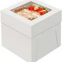 WINKIO 4 Pack Cake Boxes 8 Inch, Disposable Cake Transport Container, White Bakery Boxes with Large Window, for Cookies Pies Cupcakes Pastry (8×8×8 Inches)