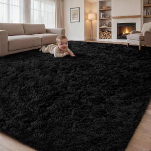 Area Rug 9x12 Living Room: Bedroom Fluffy Shag Fuzzy Carpet Black
Soft Upgrade Non-Slip High Pile Large Plush Indoor Floor Shaggy Carpets for Nursery Kid Playroom Office Dorms Home Decor