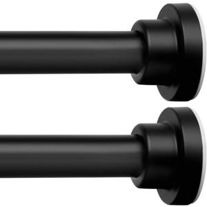 ENJOYBASICS Adjustable Spring Tension Curtain Rods 32 to 54 Inches, Stainless Steel Matte Black Shower Rod No Drilling for Window, Bathroom, Closet, Room Divider, 7/8" Diameter, 2 Pack