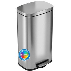 iTouchless SoftStep 8 Gallon Step Trash Can with Odor Control System & Removable Inner Bucket, Stainless Steel 30 Liter Pedal Garbage Bin for Office, Home and Kitchen