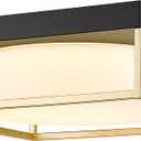 12 Inch Square LED Flush Mount Ceiling Light, 24W Dimmable, Matte Black Gold Metal Frame, Frosted Glass Shade, Ultra-Thin Ceiling Light Fixture for Bedroom Kitchen Hallway Office Laundry Room