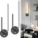 Black Battery Operated Wall Sconces with Remote Control, Rechargeable LED Wall Lights Cordless Wall Sconces Lamp 6000mAh, 3 Color Temp & Dimmable Wireless Wall Light for Bedroom,Living Room (2 Pack)