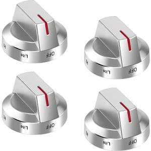 AMI PARTS DG94-04167 Fit for Samsung Stove Knob DG94-03500U DG94-03500V Replacement for NX60T8111SS NX60T8311SS NE63T8111SS NX60T8711SS(4PCS Silver)