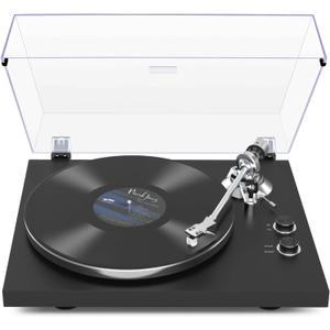 Turntables Belt-Drive Record Player with Wireless Output Connectivity, Vinyl Player Support 33&45 RPM Speed Phono Line USB Digital to PC Recording with Advanced Magnetic Cartridge&Counterweight Black