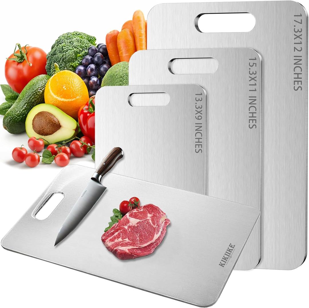 Titanium Cutting Board Double-Sided 100% Pure Titanium Cutting Boards for Kitchen - Food-Grade titanware chopping boards Non-Stick Durable and easy to clean (15.3 x 11 in) (Medium)