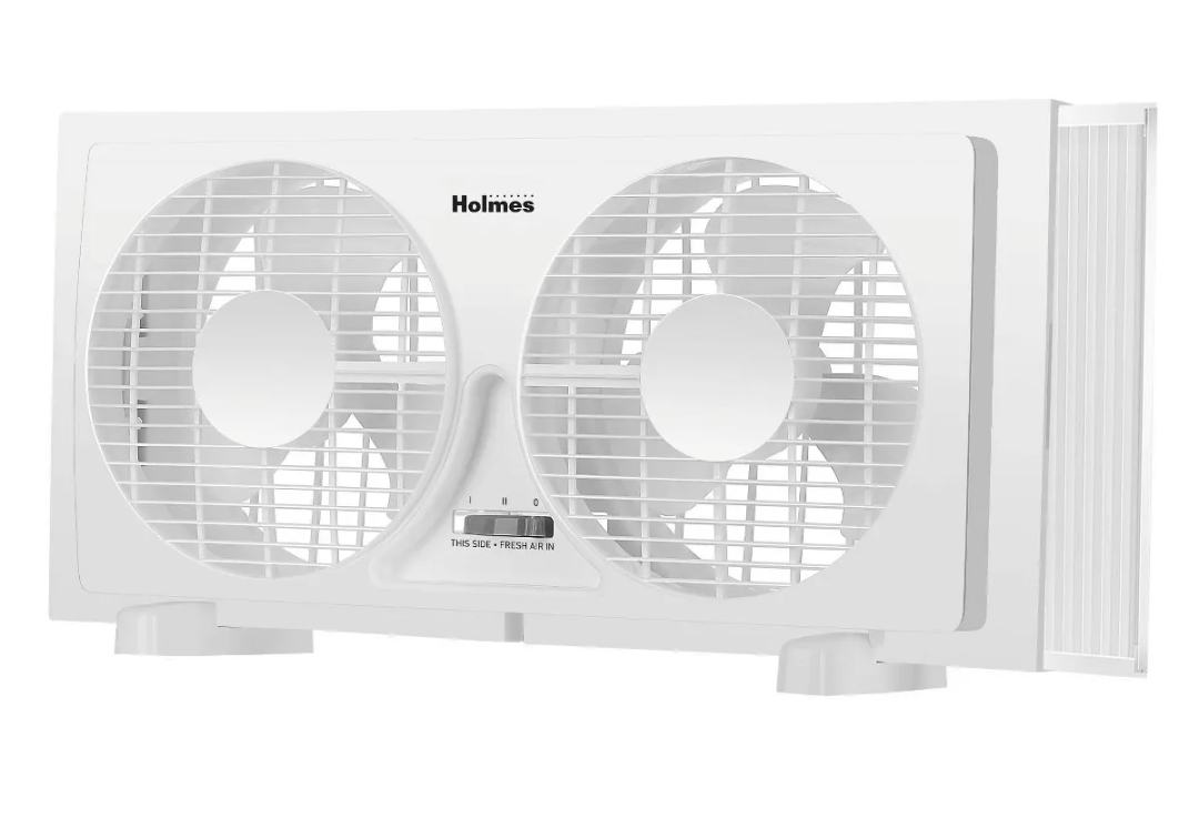Holmes Twin Blade Window Fan 9 " Fits Most Double-Hung And Slider Windows 2 Speeds Holmes Reversible Airflow Manual 100 Extender Panels Included