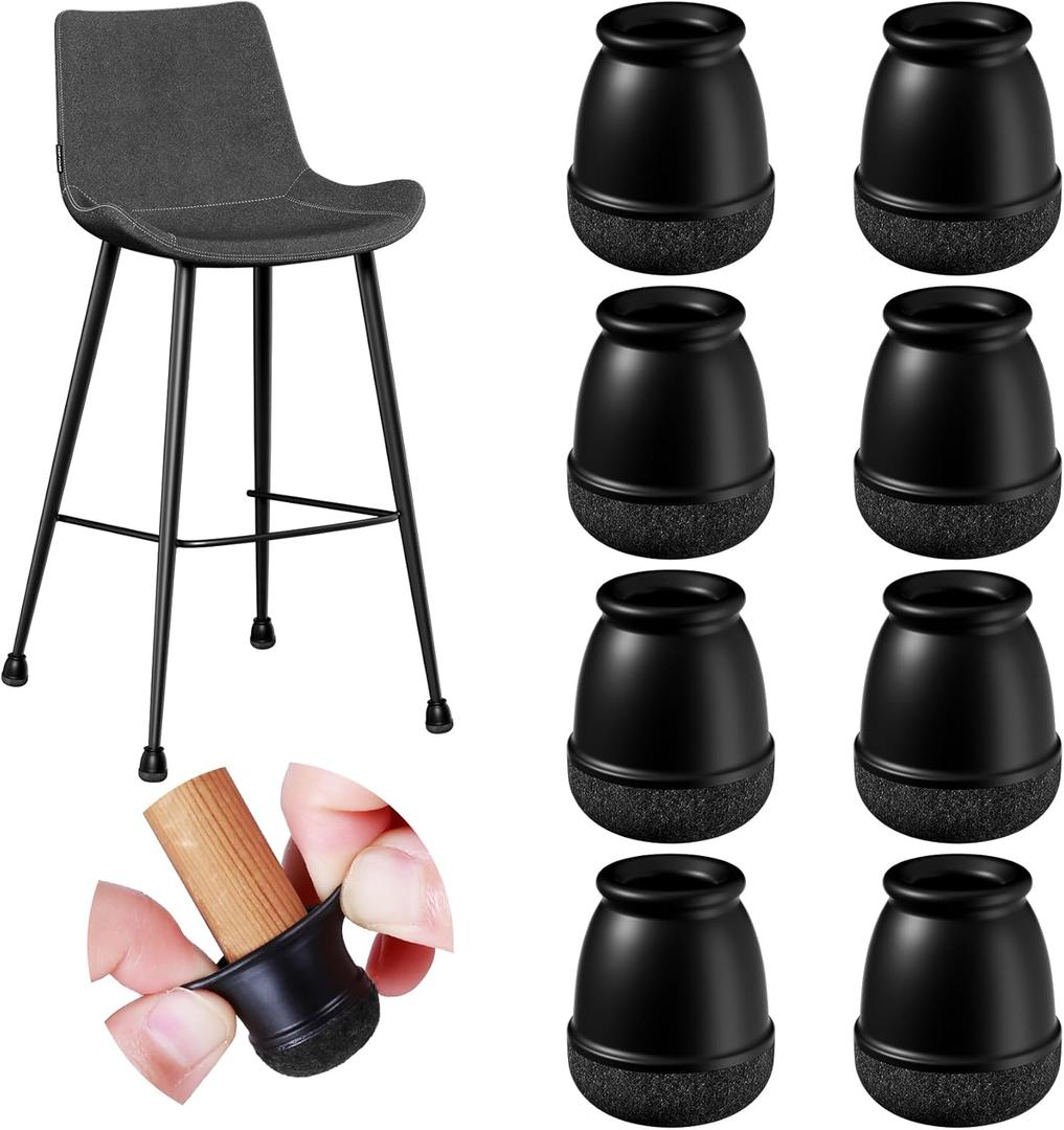 24 Pcs Extra Small Chair Leg Floor Protectors, Silicone Chair Leg Protectors for Hardwood Floors, Round Felt Pads Caps Chair Leg Covers to Protect Floors from Scratches & Noise(Black, Fit 0.35"-0.55")
