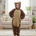 Kids Onesie Animal Costume Christmas Costumes Unisex One Piece Cosplay Suit for Boys and Girls (Toddler(3-4yrs), Brown Bear)