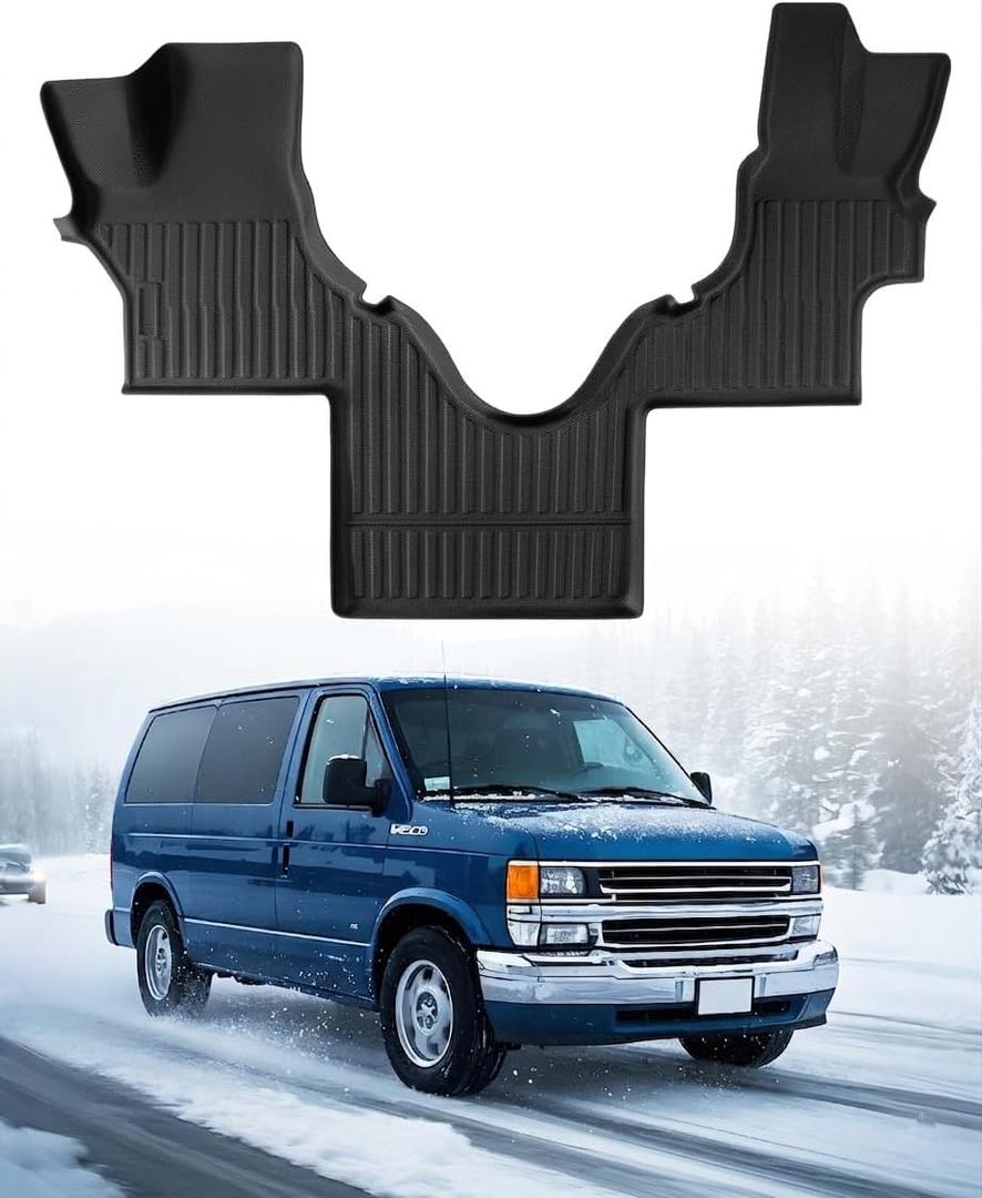 Car Floor Mat for Ford Econoline: for Econoline/E-Series 2025-2007 E150/E250/E350/E450, All Weather TPE Carpet Rubber Rug Interior Vehicle Accessories Heavy Duty RV Van Floormats Front Row Liner