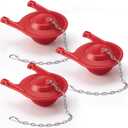 Hortsun 3 Pcs Large 3-1/4 Inch Toilet Flapper Replaces Universal Rubber Toilet Flapper Replacement Kit for Most Toilets Tank Flap with Handle and Stainless Chain, Easy to Install