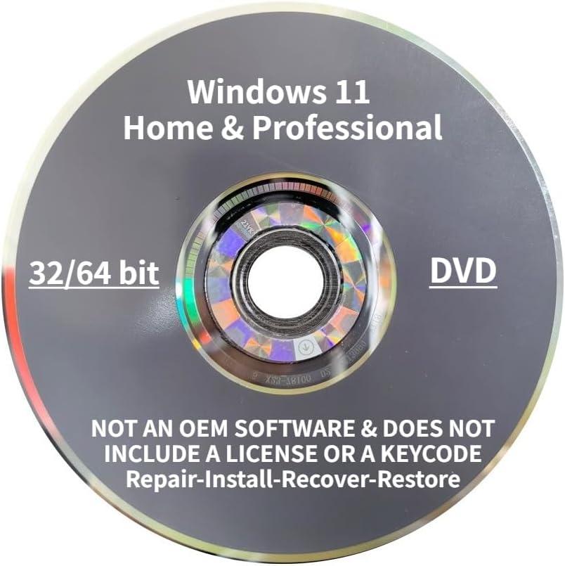 DVD For Windows 11 Home and Professional 32/64 Bit. Recover, Restore, Repair Boot Disc, and Install to Factory Default