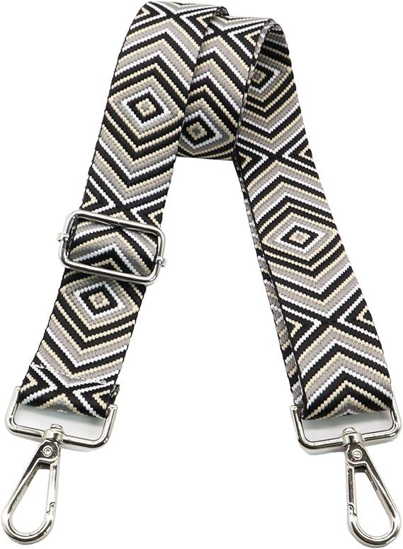 Purses Purse Strap Wide Shoulder Strap Adjustable Replacement,Retro Jacquard Embroidery for Shoulder Bags (Silver Hardwar-6 Prismatics-721)