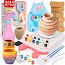 Skirfy Pottery Wheel for Kids Art Crafts Kits for Kids Ages 6-8 9-12 Clay Sculpting Tools & Painting Kit,Birthday Thanksgiving Christmas Gift Girls Toys 8-10,DIY Kits Clay Maker for Beginners (Pink Bunny)