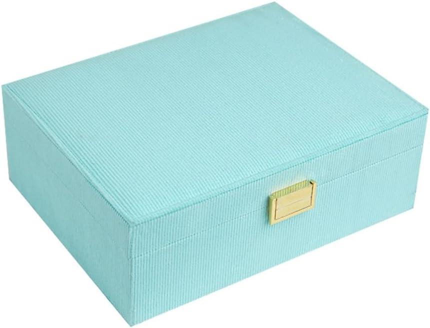 Sophisticated Jewelry Chest Space Saving Storage Case Multitiered Plush Jewelry Container for Women Girls (Blue)