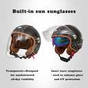 Motor Cycle Helmets for Men Dual Visor 3/4 Open Face Motorcycle Helmet for Men & Women, DOT Approved Unisex Retro Half Helmet，Motorbike Casco for Moped Cruiser (Black, M)