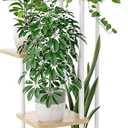 Bamworld Small Plant Stand Indoor 4 Tier Metal Plant Shelf for Multiple Plants Corner Flower Stand for Patio Garden Balcony Living Room Bedroom, White