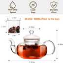 CNGLASS Glass Teapot Stovetop Safe,Clear Teapot with Removable Infuser 20.3 oz,Loose Leaf and Blooming Tea Maker