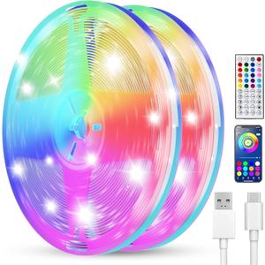 Smart LED Strip Lights 200FT (2 Rolls of 100 ft) for Bedroom App Control Lighting Bedroom Rome Decor with Remote, RGB Music Sync Color Changing LED Lights for Party,Game Room