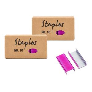 Rose Red No.10 Mini Staples for Small Stapler, 2000pcs #10 Metal Staples Refill Metallic Color Staple for Desk Tiny Staplers School Office Supplies, 1000 Staples/Box (Rose Red) (2 Pack Rose Red)