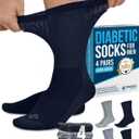 Doctor's Select Men's Diabetic Socks for Men Size 13-15 - 4 Pairs (Large, Dark Navy, Light Grey, Navy, Stone Grey)