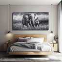 ZHENGYIN Elephant Wall Art 29x58 Inch, Black and White Canvas Print, Large African Safari Animal Wall Art for Living Room, Dining Room, Bedroom, Hallway, Office Decor, Horizontal Elephant Picture