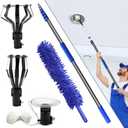 26FT Reach Light Bulb Changer for High Ceilings, Light Bulb Extension Pole Changer with Basket, Suction Cups and Duster, Light Bulb Remover Tool for High Ceilings and Recessed Lights