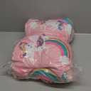 Wake In Cloud - Toddler Nap Mat with Pillow and Blanket, for Kids Girls Ages 3 Plus in Kindergarten Daycare Preschool, Roll Up Sleeping Bag, Unicorns Rainbow Stars (Standard - 50"x20", Pink White)