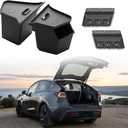 GEEDAR Tesla Model Y Juniper Trunk Organizer Set, 2 Trunk Storage Bins with TPE Lid + 2 Rear Trunk Organizer Hooks, Rear Trunk Side Storage Box for Model Y Juniper 2025 2026 Interior Accessories