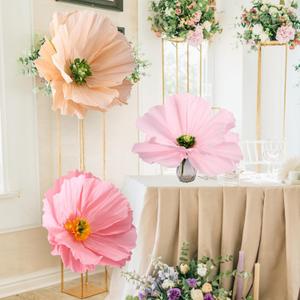 Thiccywoov 3 Pcs 15.7 Inch Giant Paper Flowers Artificial Large 3D Crepe Decoration for Birthday Party Bridal Wedding Baby Shower Valentine Big Decor Home Wall Garden Backdrop Photography Props(Pink)