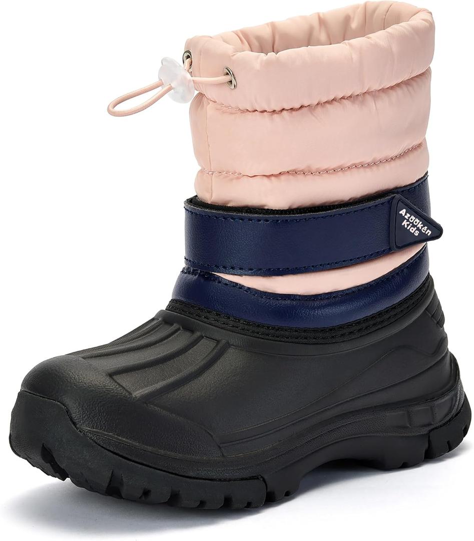 Azooken Kid's Snow Boots Winter Waterproof Slip Resistant Cold Weather Shoes(Little Kid/Big Kid) (Pink)