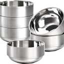 Lyellfe 6 Pack Stainless Steel Bowls, 12 Oz Double Walled Insulated Soup Bowls, 18/8 Steel Unbreakable Snack Bowl for Rice, Cereal, Ice Cream, Hot Cold Foods, Lead-free, Dishwasher Safe