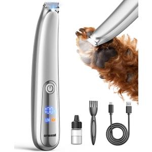 Oneisall Dog Paw Trimmer, 2-Speed Up to 6500 RPM, 35dB Low-Noise Safe Pet Paw Trimmers with Curved Blade and LED Light, Cordless Pet Grooming Paw Clipper for Dogs, Cats, Paws, Ears, Face, Rump