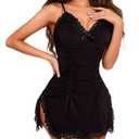 Rigeri Women Lingerie Soft Women's Nightgowns Lace Babydoll Dress Black L (Black, L)