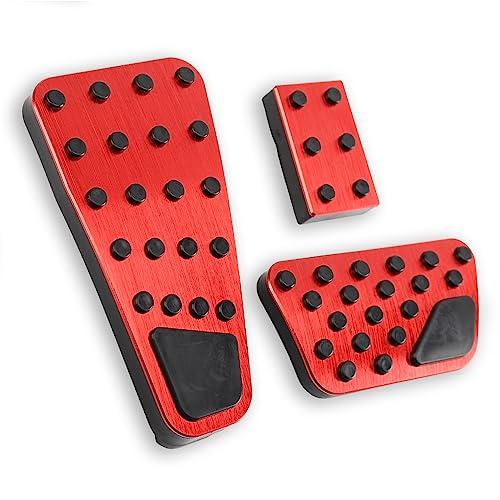 LEXLEY 3PCS Anti-Slip Aluminum Brake Gas Parking Pedal Pads,Auto No Drilling Accelerator Pedal Covers Only for Dodge 2010-2018 RAM 1500 2500 3500,2019-2024 RAM 1500 Classic-RED