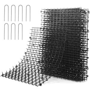 Pomeat 10 PCS Scat Mat for Cats Indoor 16" x 12" with Spikes Sprickle, Digging Deterrent for Dogs, Outdoor for Garden and Fence with 7 Staples