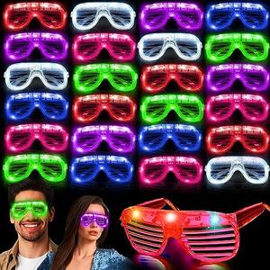 30 Pack LED Glasses Glow in The Dark Party Supplies,Glow Sticks Glasses,Party Glasses for Adults Kids Neon Party Favors,Rave Light Up Pool Birthday Wedding Helloween Back to School Fiesta Party Favors