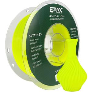 EPAX High Speed PLA+ 3D Printer Filament, Fast PLA 3D Printing Filament, 1.75mm, Dimensional Accuracy +/- 0.03 mm, 1KG Spool (Neon Yellow)