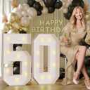 imprsv 3FT 50 Marquee Numbers, 50 Large Light Up Numbers for 50th Birthday Decorations, Big Marquee Light Up Number Sign for Birthday Wedding Anniversary Party Decorations