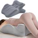 Contoured Support Ergonomic, Memory Foam Wedge Pillow, 27° Angled Support for Waist and Neck, Multi-Position Support Pillow (Grey)