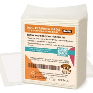 RAUF! Puppy Pads Premium SAP with Odor Control Technology  100 Count, 24" x 20", Super Absorbent, Leak-Proof, Quick Dry - Puppy Pad, Training Pad, Pee Pad with Adhesive Strips - Size Medium
