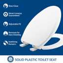Mayfair Aurora Slow Close Toilet Seat, Easy Clean Hinges and Adjustable Perfect Fit Plastic Seat, Made in USA, Elongated, White