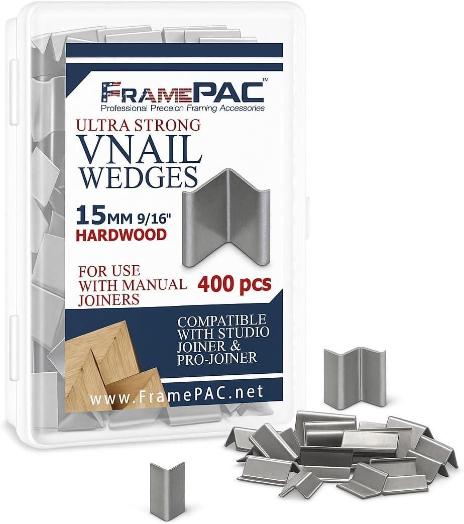 V Nails for Hardwood Picture Frames - 15mm (9/16 Inch) - [400 V-Nail Pack, Loose] - Ultra Strong Vnail Wedges for Picture Framing - Joining Picture Frame Corners