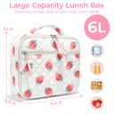 WOBAGMEN Cotton Quilted Lunch Box for Women Girls, Strawberry Insulated Lunch Bag for Teens, Cute Aesthetic Lunch Tote Bag for School Work Picnic Travel (Strawberry, M)