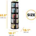 SpaceAid 5 Tier Rotating Bookshelf Tower, Spinning Bookcase Lazy Susan, Revolving 360 Book Shelf Storage Round Carousel, Vertical Rotate Turning Spiral Corner Organizer, Black, 5 Tier, 62.2" H