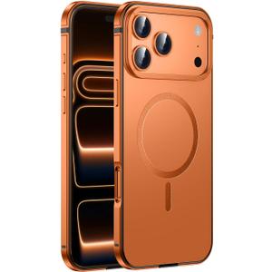 IMCHEN for iPhone 17 Pro Max Case - Metal Frame with Shockproof TPU Inner and Hard PC Back, Slim and Duralbe Orange