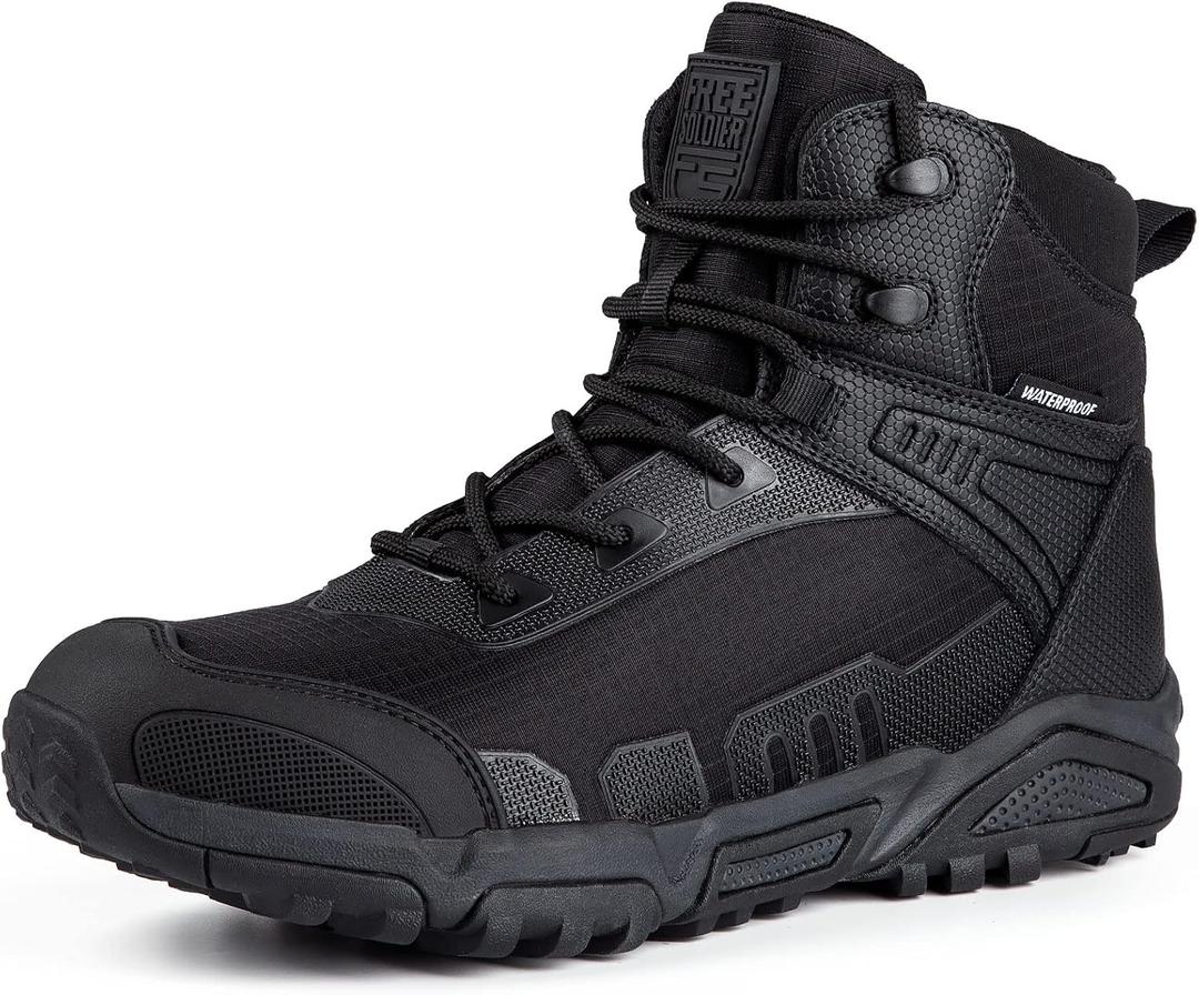FREE SOLDIER Men's Waterproof Tactical Work Boots Lightweight Comfortable Combat Hiking Boots 10